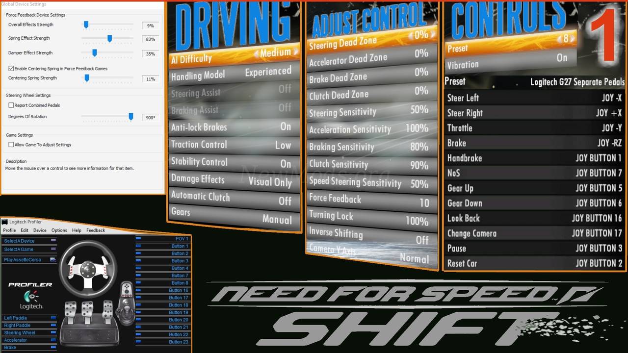 Best G27 (G25) Steering Wheel Settings for Need for Speed ​​​​Shift