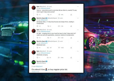 The manager of Electronic Arts, responsible for NFS Unbound, openly got nasty and insulted the players on Twitter