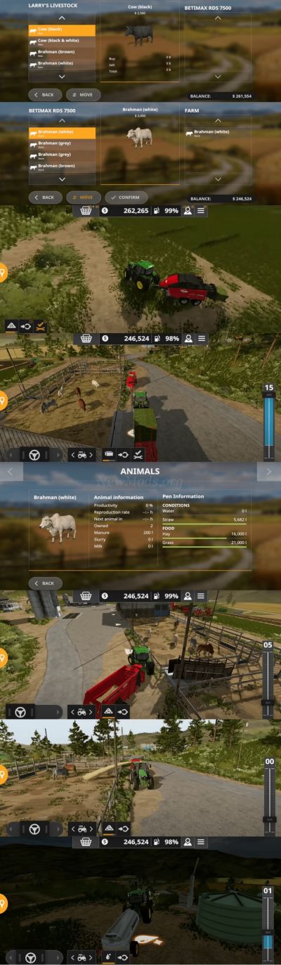 Growing animals on your Farming 20 Android, buying and feeding
